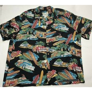 Diamond Head Hawaii Black Woodies Hawaiian Button Rayon Shirt Mens Size 2X